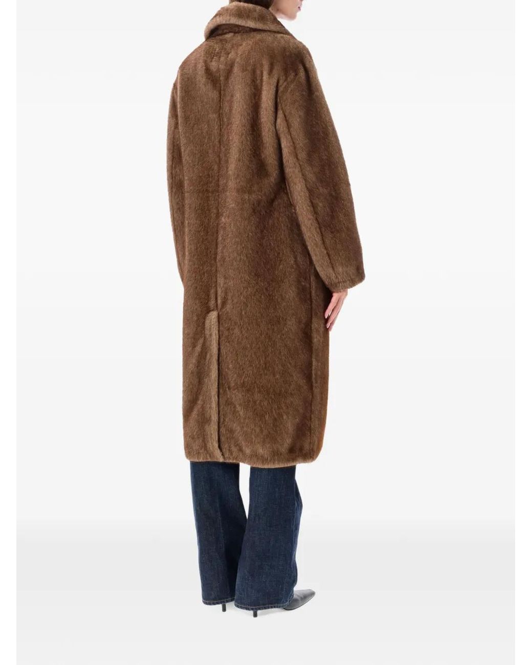S.W.O.R.D Brown Single-Breasted Faux-Fur Coat