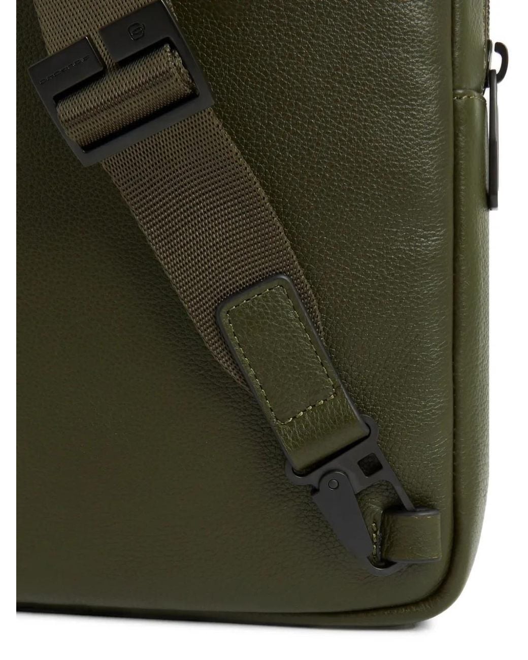 Piquadro Green Leather Messenger Bag for men
