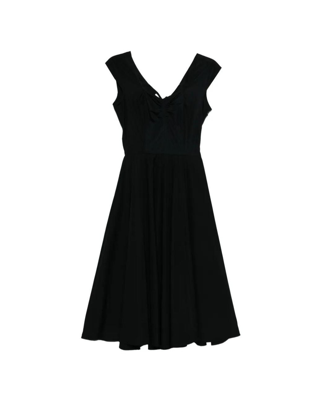 Aspesi Black Cut-Out Ruched Midi Dress