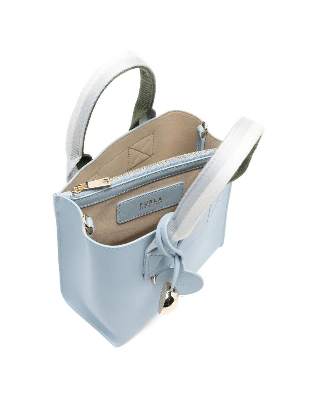Furla Blue Logo-Print Panelled Tote Bag