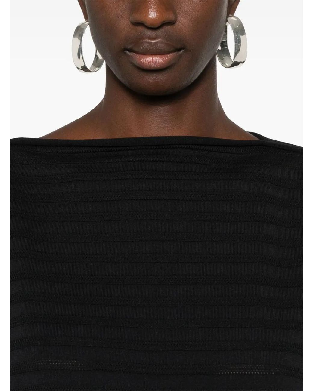 Pleats Please Issey Miyake Black Mesh Knitted Top