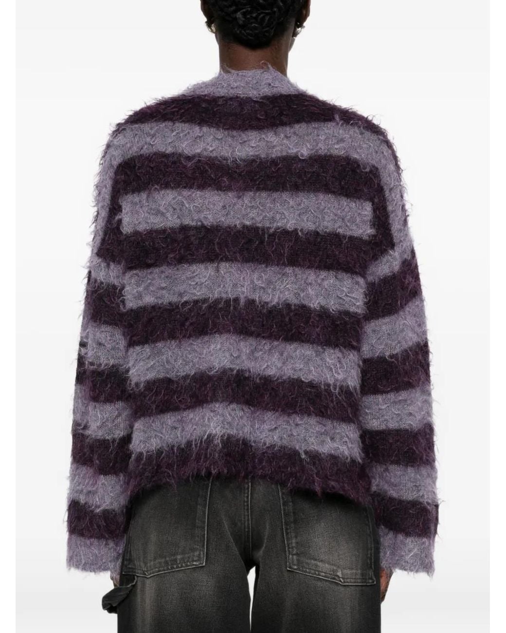 SOLOTRE Purple Long-Sleeve Striped Sweater