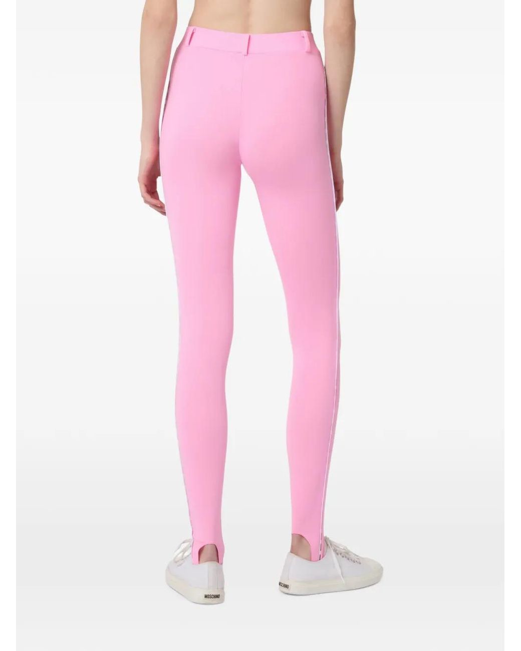 Moschino Pink Logo-Tape Stirrup Leggings