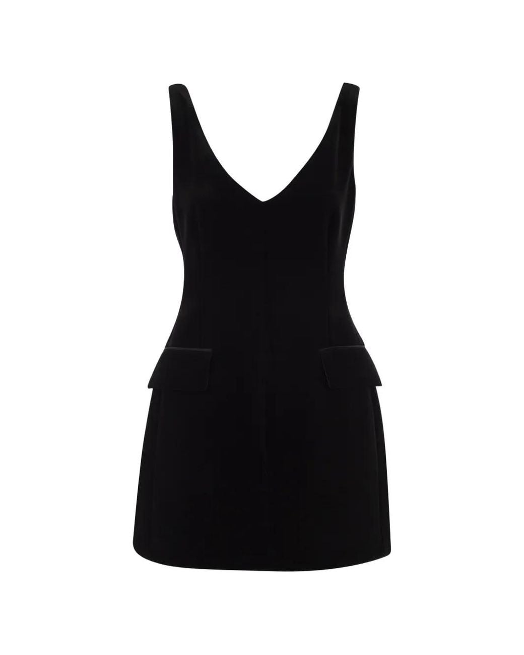 Sportmax Black Tefrite V-Neck Flap-Pocket Mini Dress