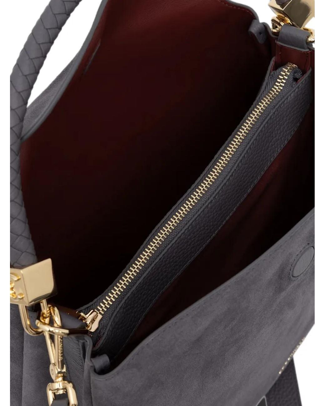Coccinelle Blue Medium Tiggy Braided-Handle Suede Shoulder Bag