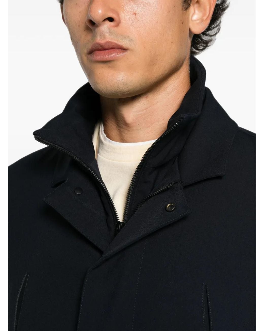 People Of Shibuya Black Showa Layered-Neck Parka for men