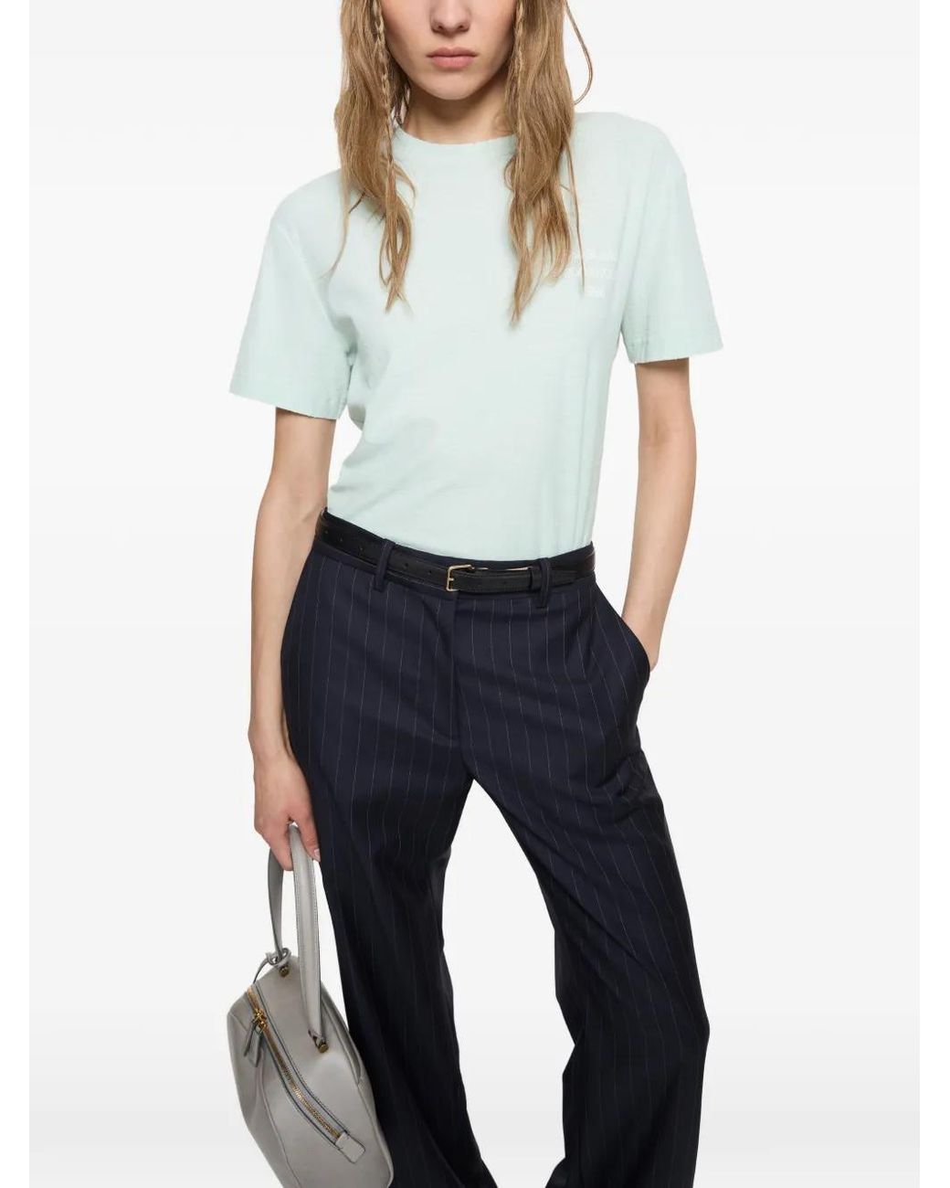 Acne Blue Distressed Logo T-Shirt