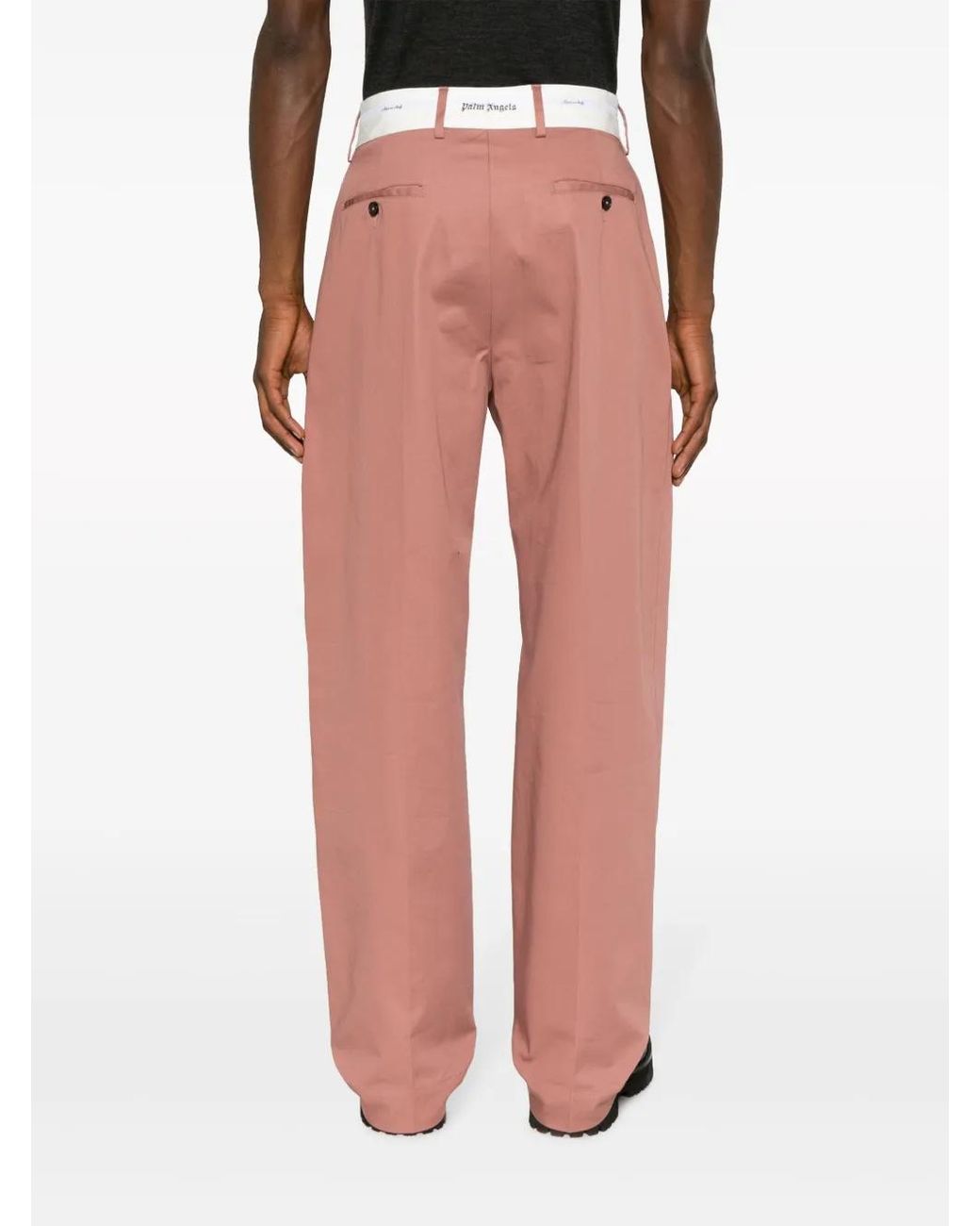Palm Angels Red Logo-Waist Cotton Trousers for men