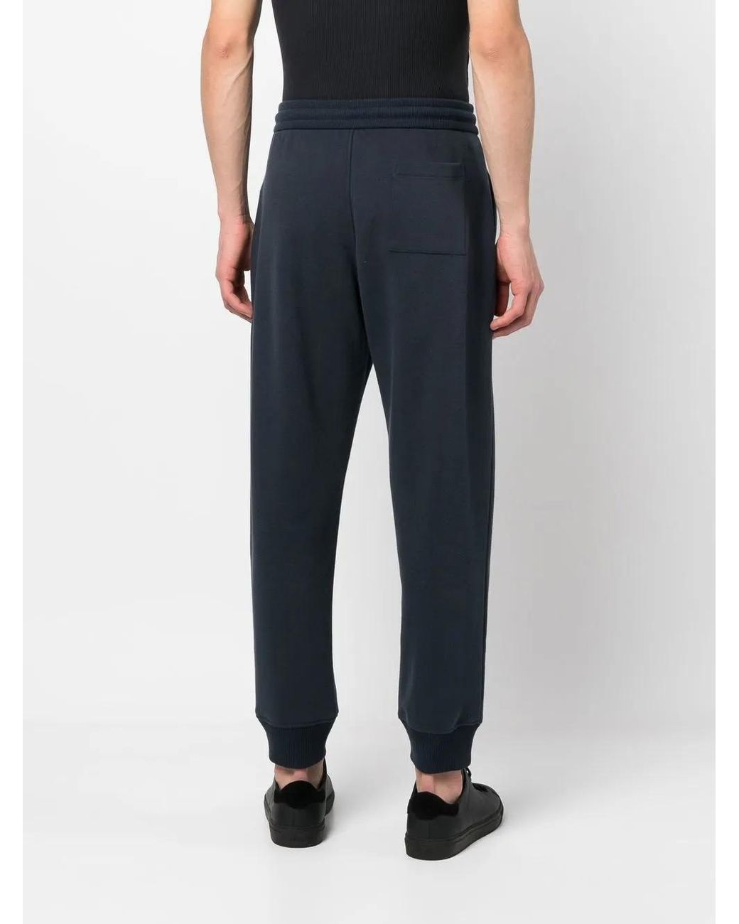 Giorgio Armani Blue Drawstring Wool Track Pants for men