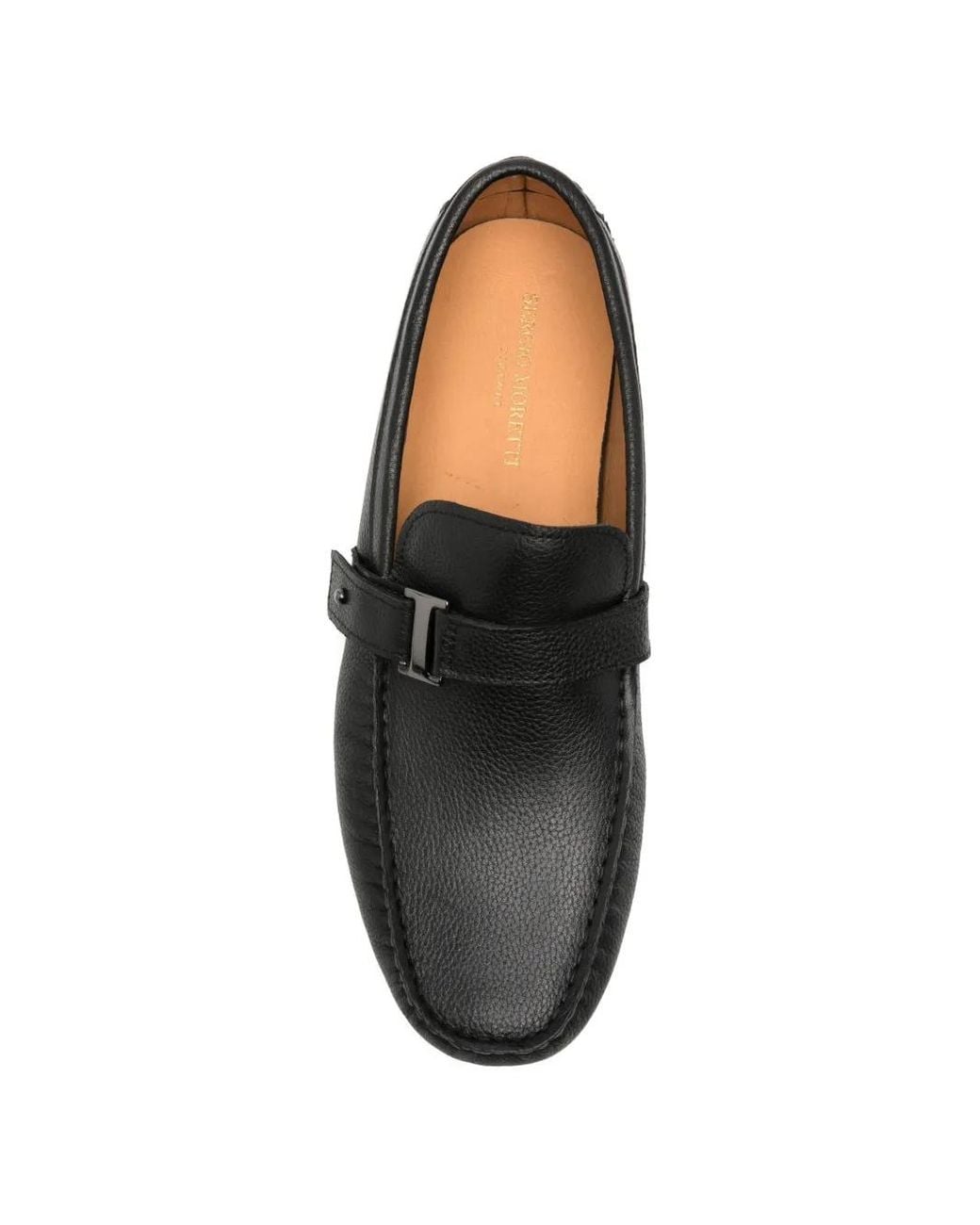 SERGIO MORETTI FIRENZE Black Pebbled Leather Loafers for men