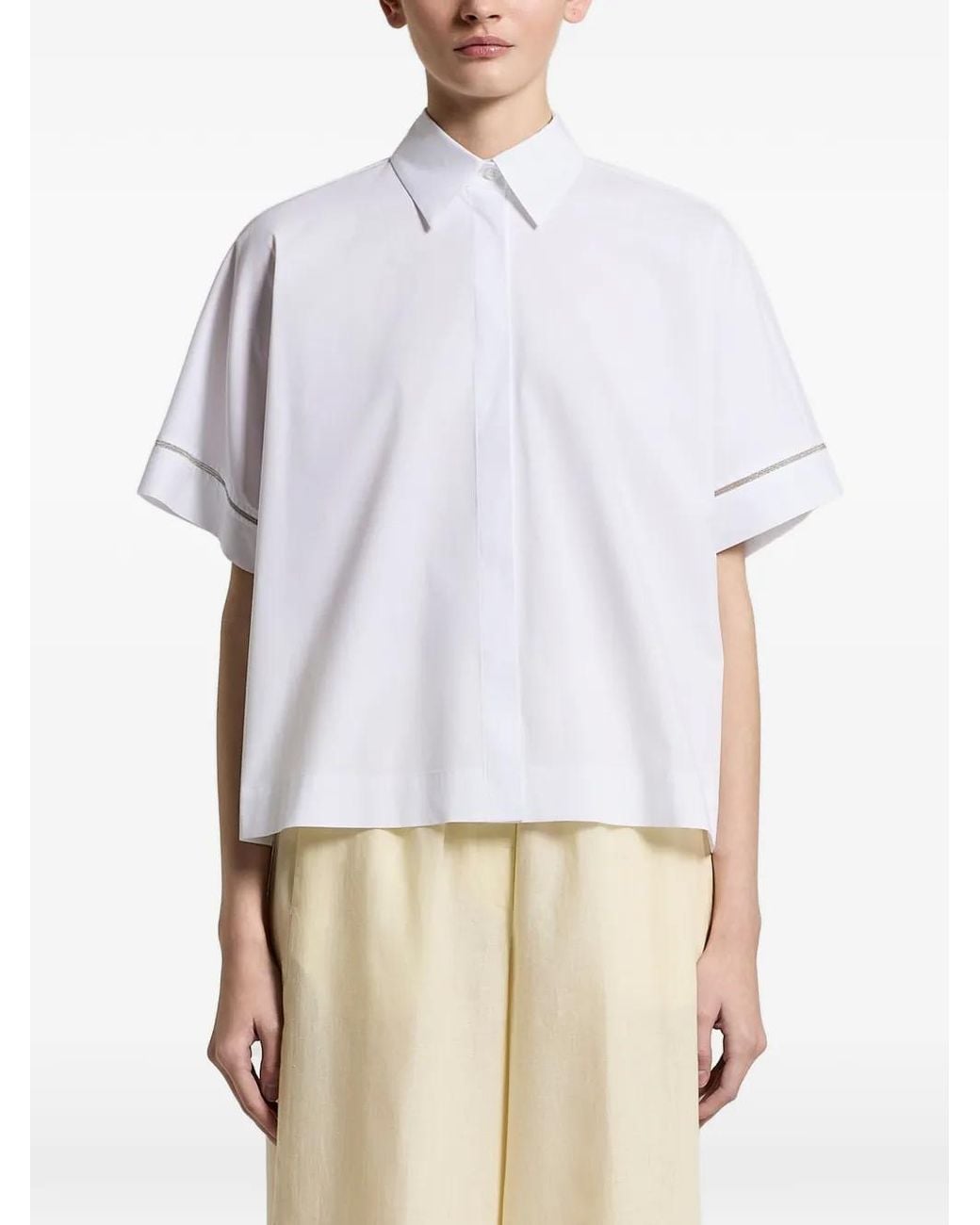 Peserico White Embellished Short-Sleeve Shirt