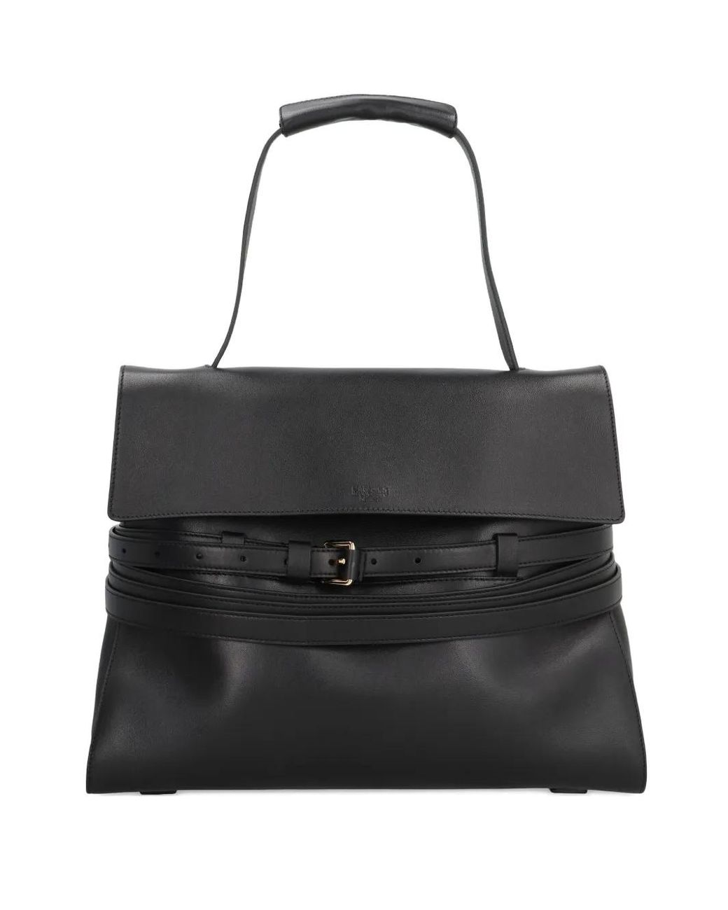 Moschino Black Tie Me Belted Leather Tote Bag