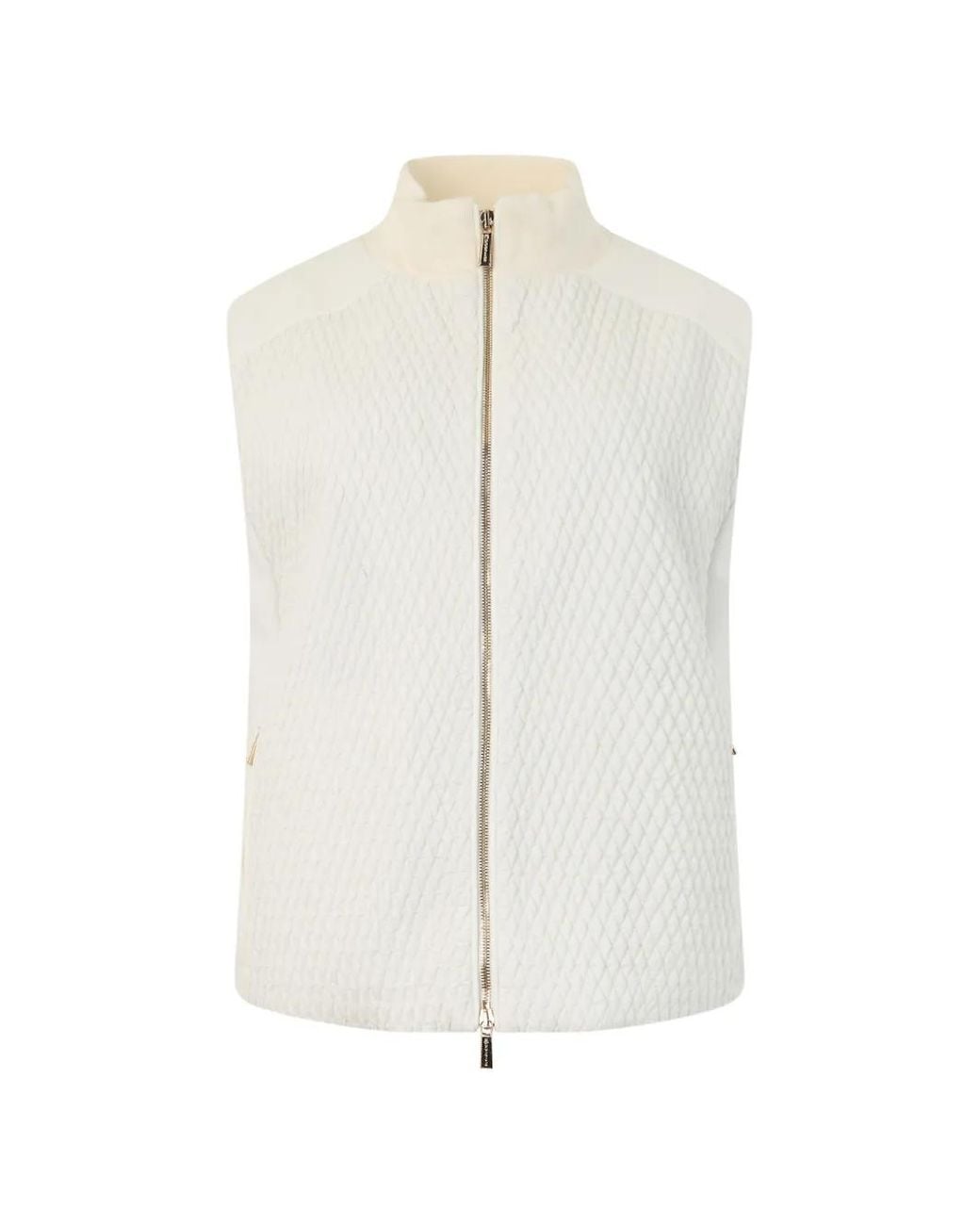 Moorer White Quilted High-Neck Vest