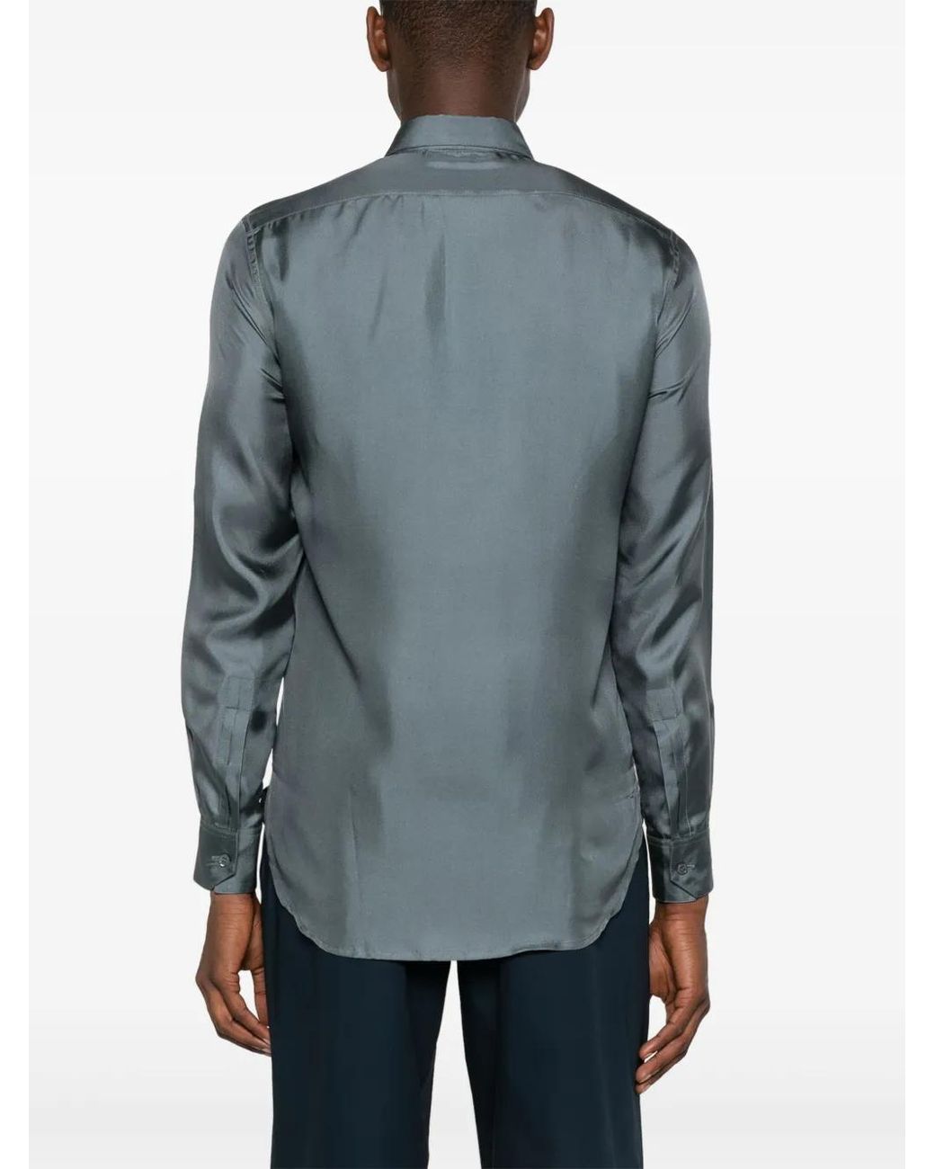 MODES GARMENTS Blue Lightweight Silk Shirt for men