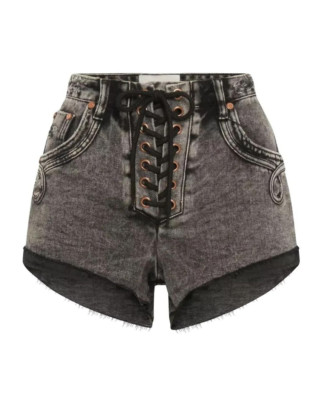 One Teaspoon Gray Lace-Up Shorts