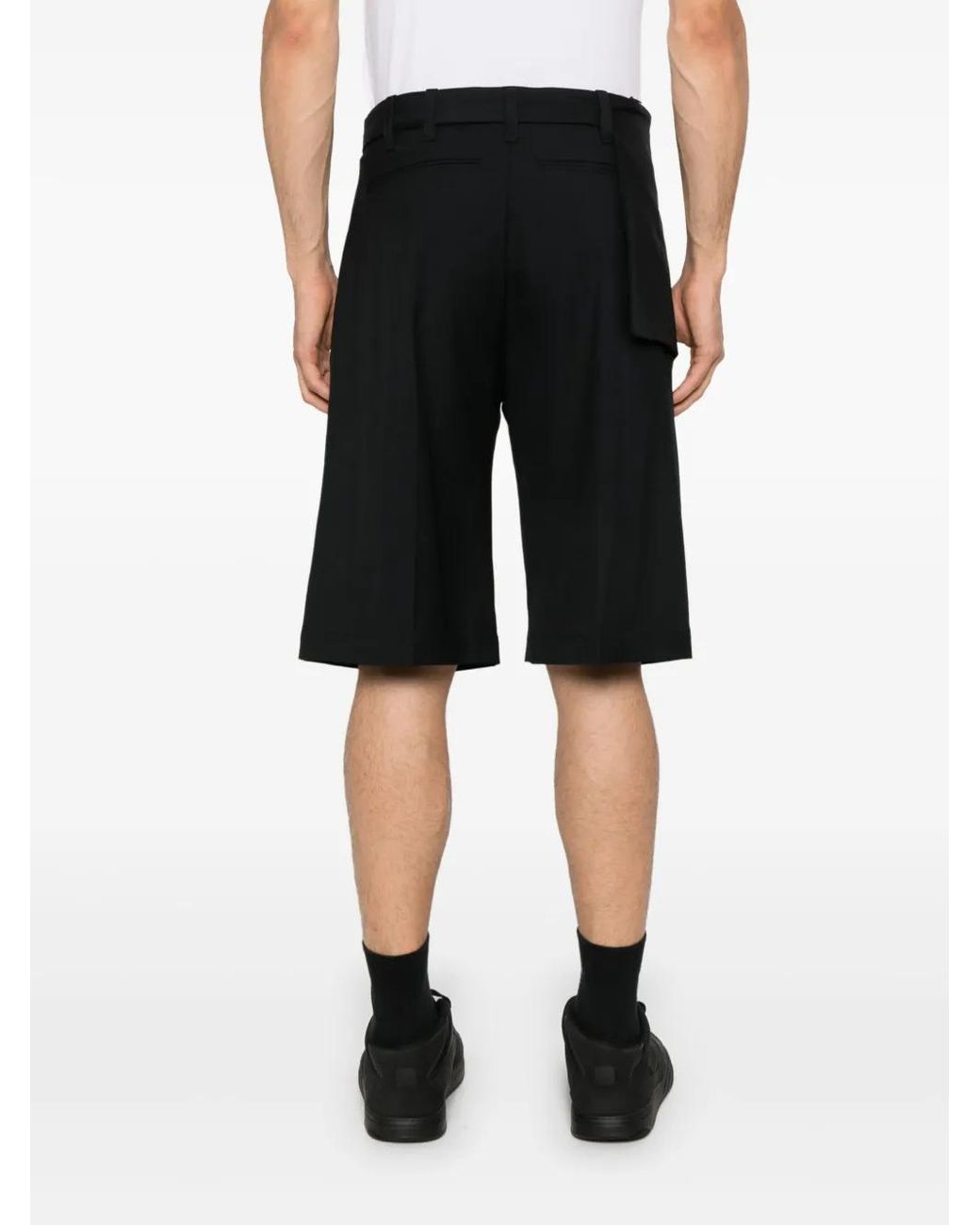 HELIOT EMIL Black Robur Wool Tailored Shorts for men