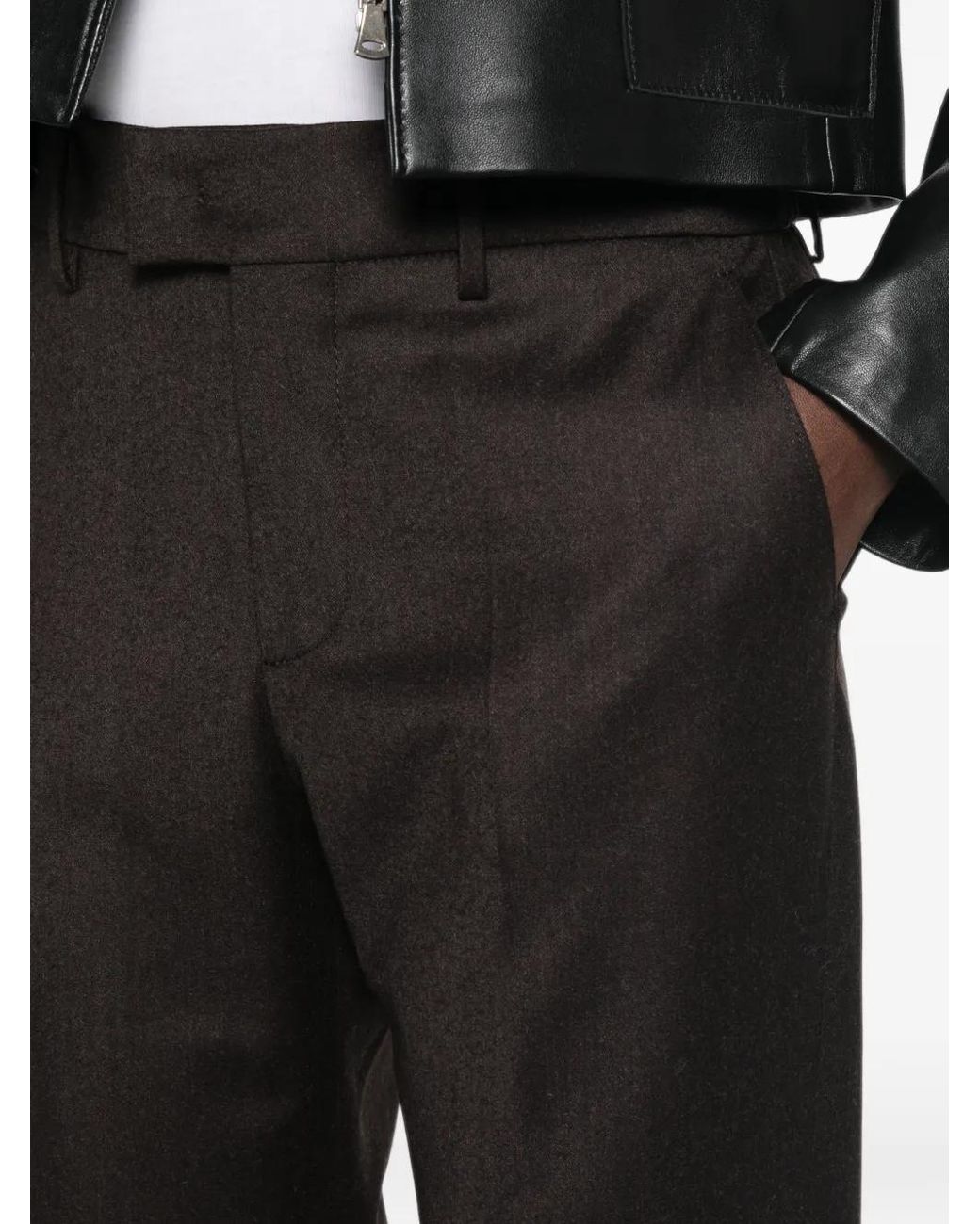 Berwich Black Alice Long Pleated-Detail Turn-Up Trousers