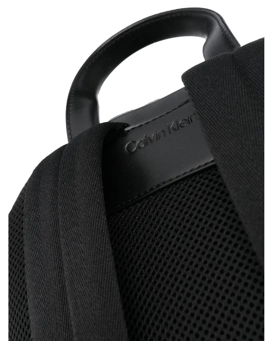 Calvin Klein Black Logo-Plaque Faux-Leather Backpack for men