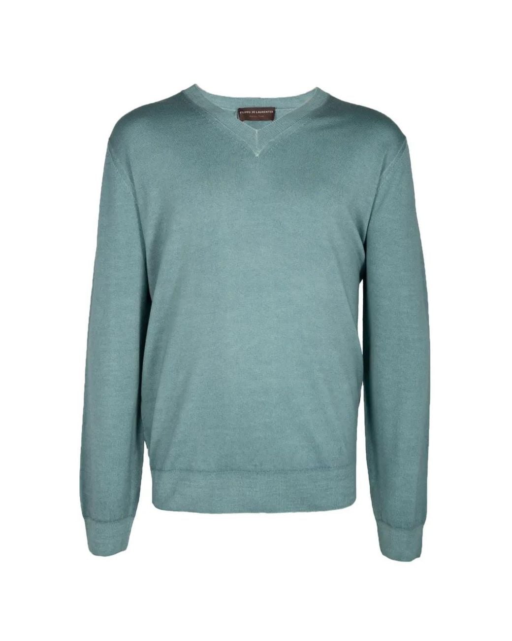 FILIPPO DE LAURENTIIS Blue V-Neck Sweater for men
