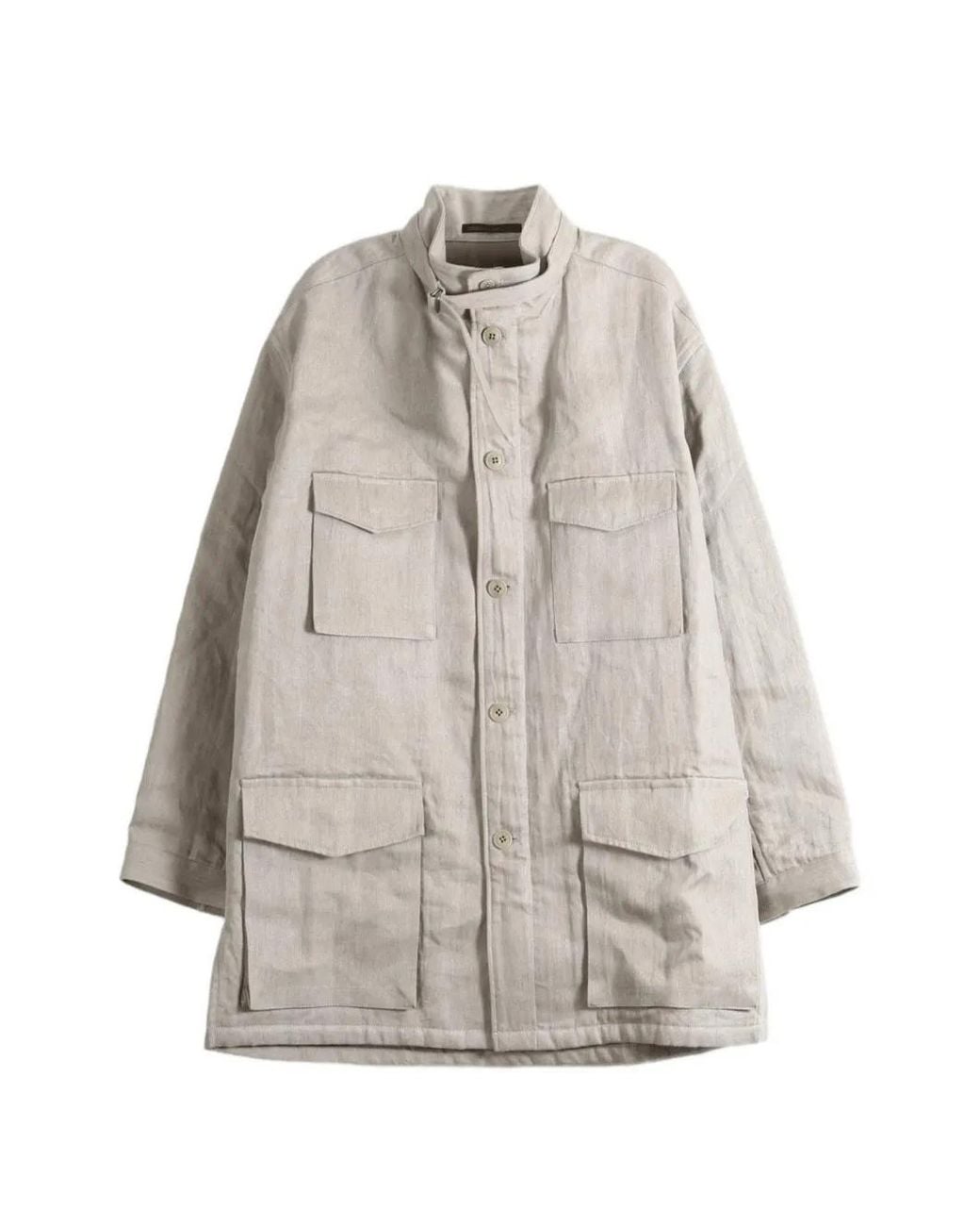 Yohji Yamamoto Natural Four-Pocket High-Neck Military Jacket for men