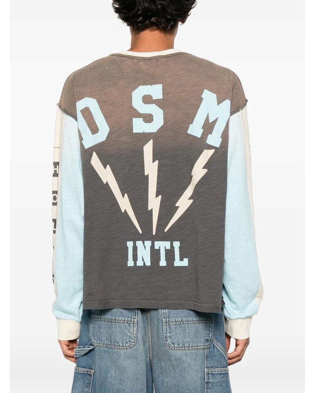 DIET STARTS MONDAY Gray Graphic-Print Panelled Long-Sleeved T-Shirt for men