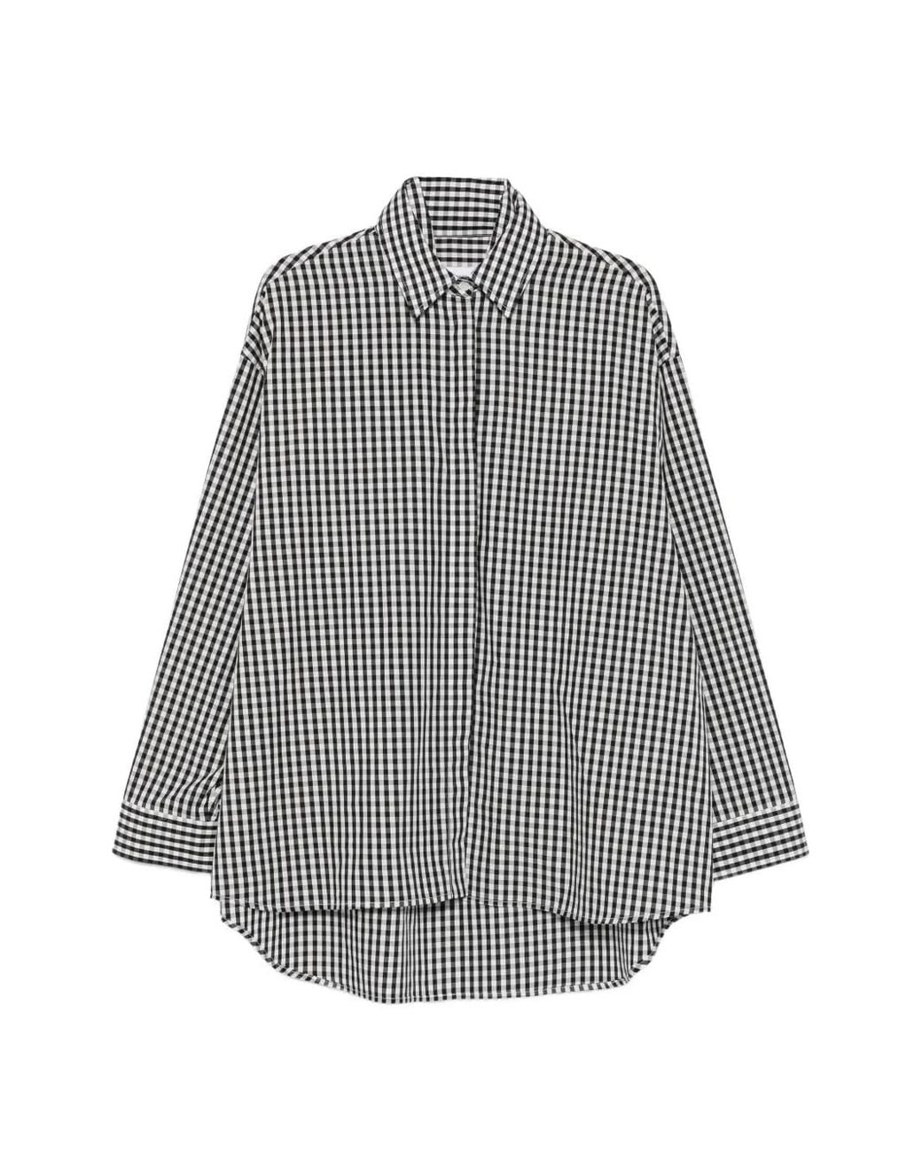 Marie Adam-Leenaerdt Gray Gingham-Check Oversized Shirt