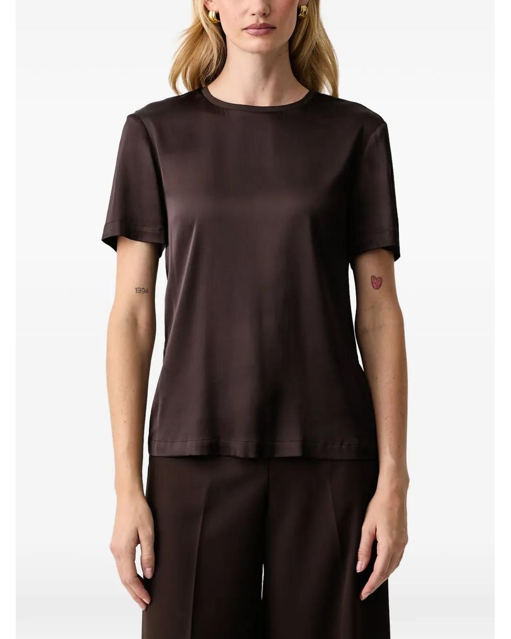Silvian Heach Black Satin-Finish Keyhole-Detail Top