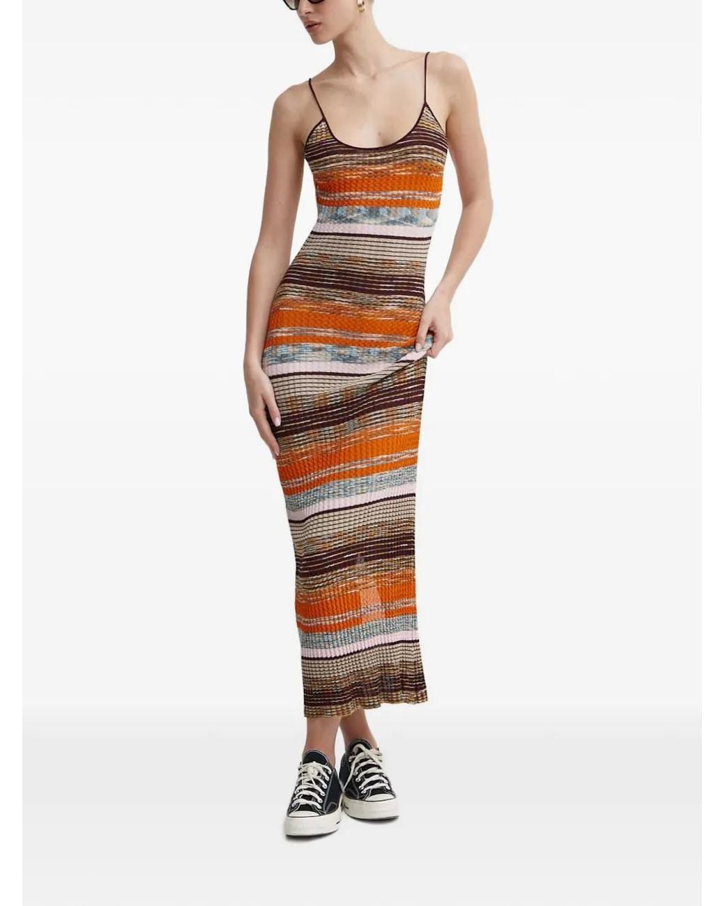 Robe Rayée À Dos-Nu Desigual en coloris White
