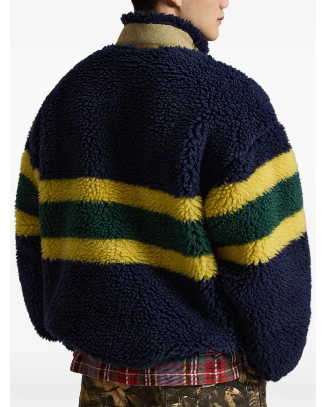 Polo Ralph Lauren Blue Striped Pile-Fleece Pullover for men