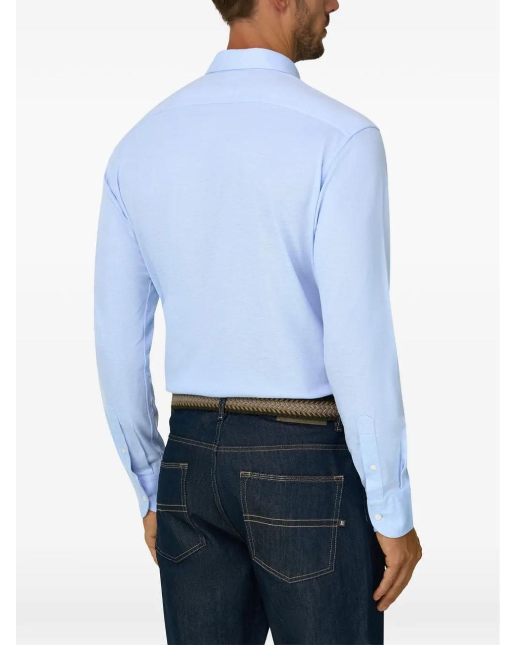 Boggi Blue Polo Shirt Mouliné Cotton Regular-Fit for men