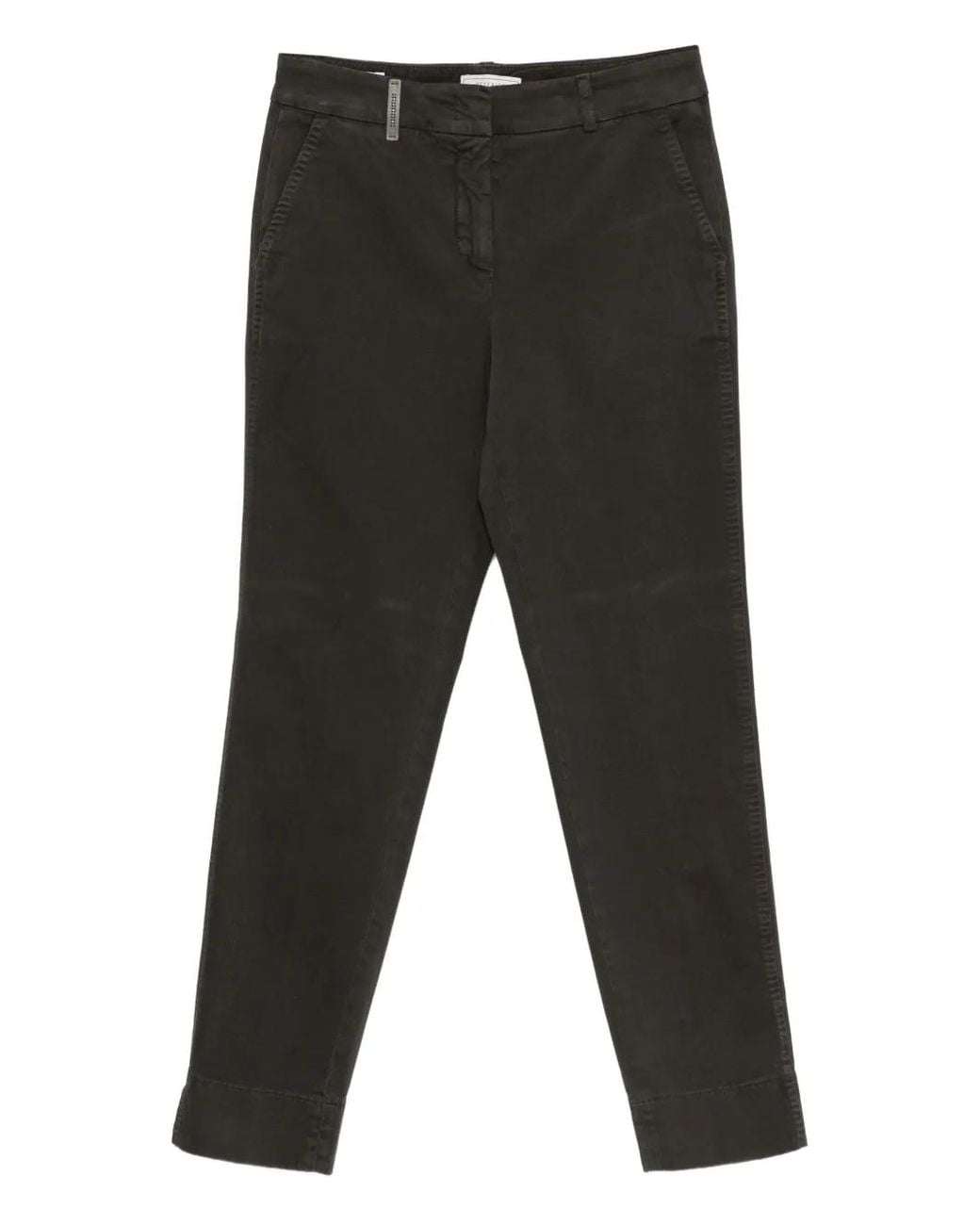 Peserico Black Logo-Detail Cotton Trousers