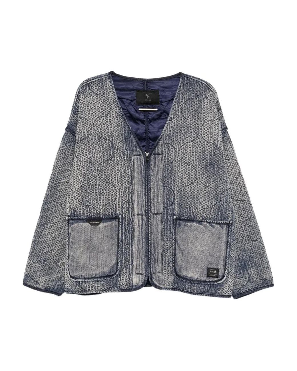 FIVE CM Blue Quilted Denim Jacket for men