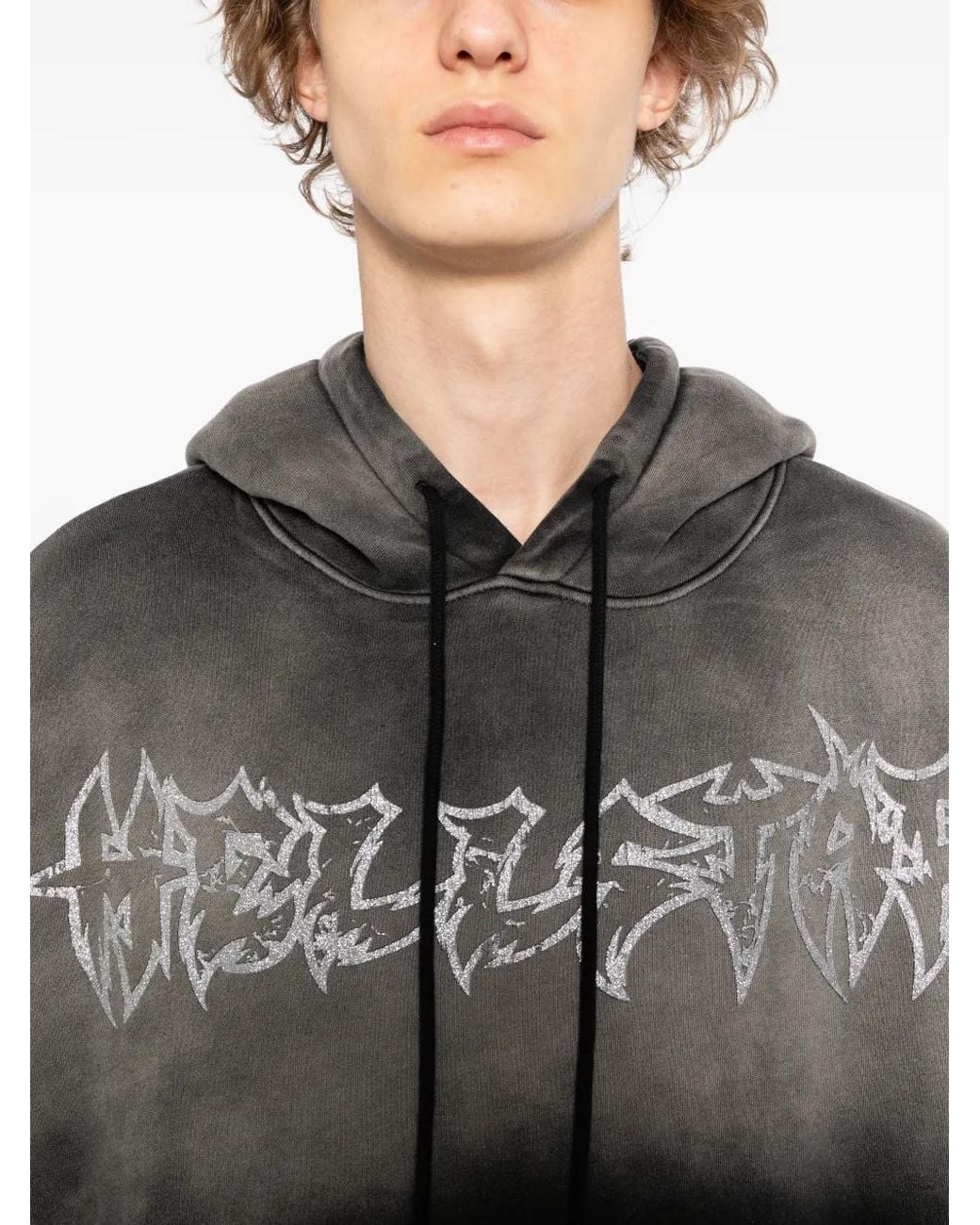 HELLSTAR Black Graphic Hooded Sweatshirt for men