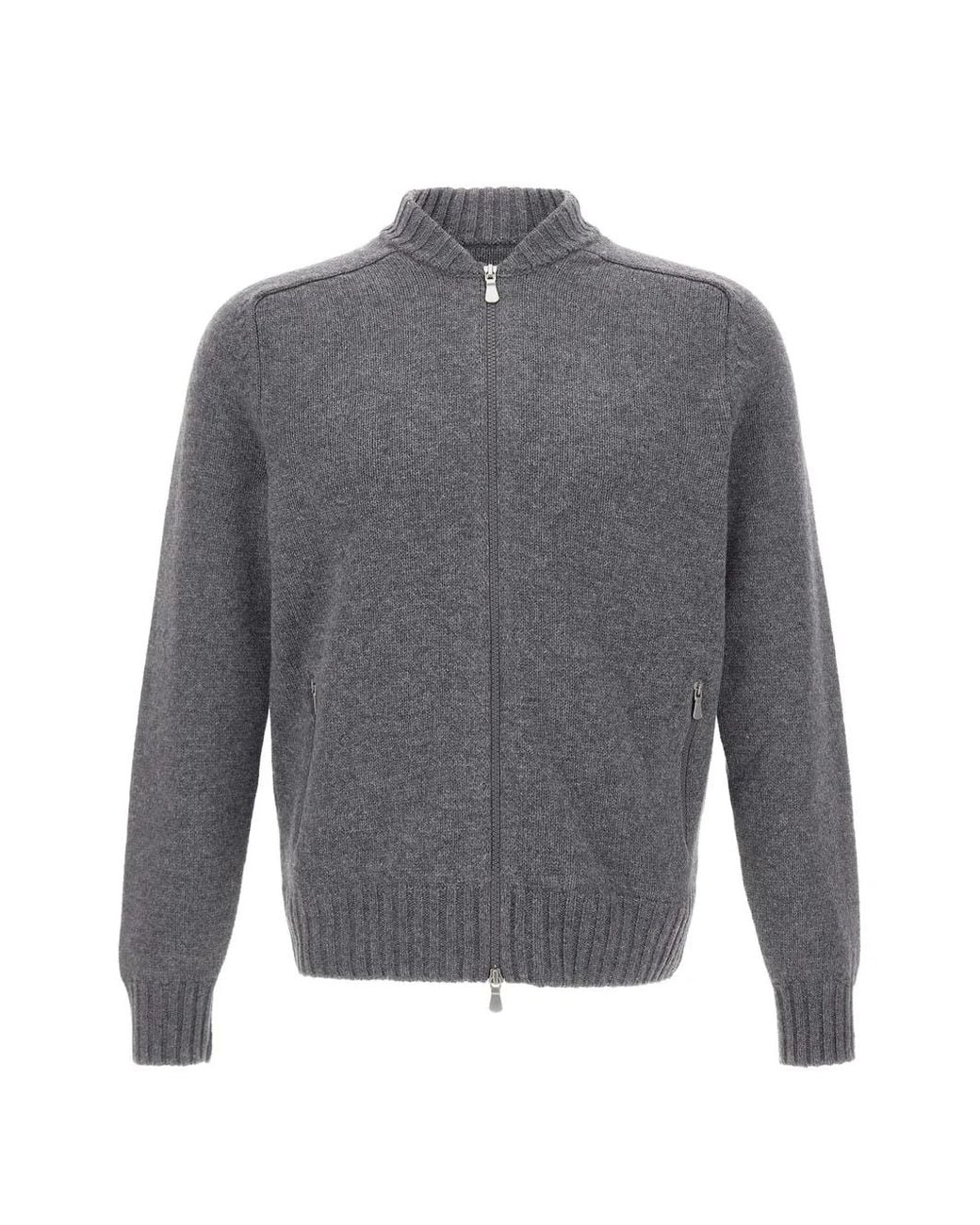 Gran Sasso Gray Zip-Up Wool Cardigan for men