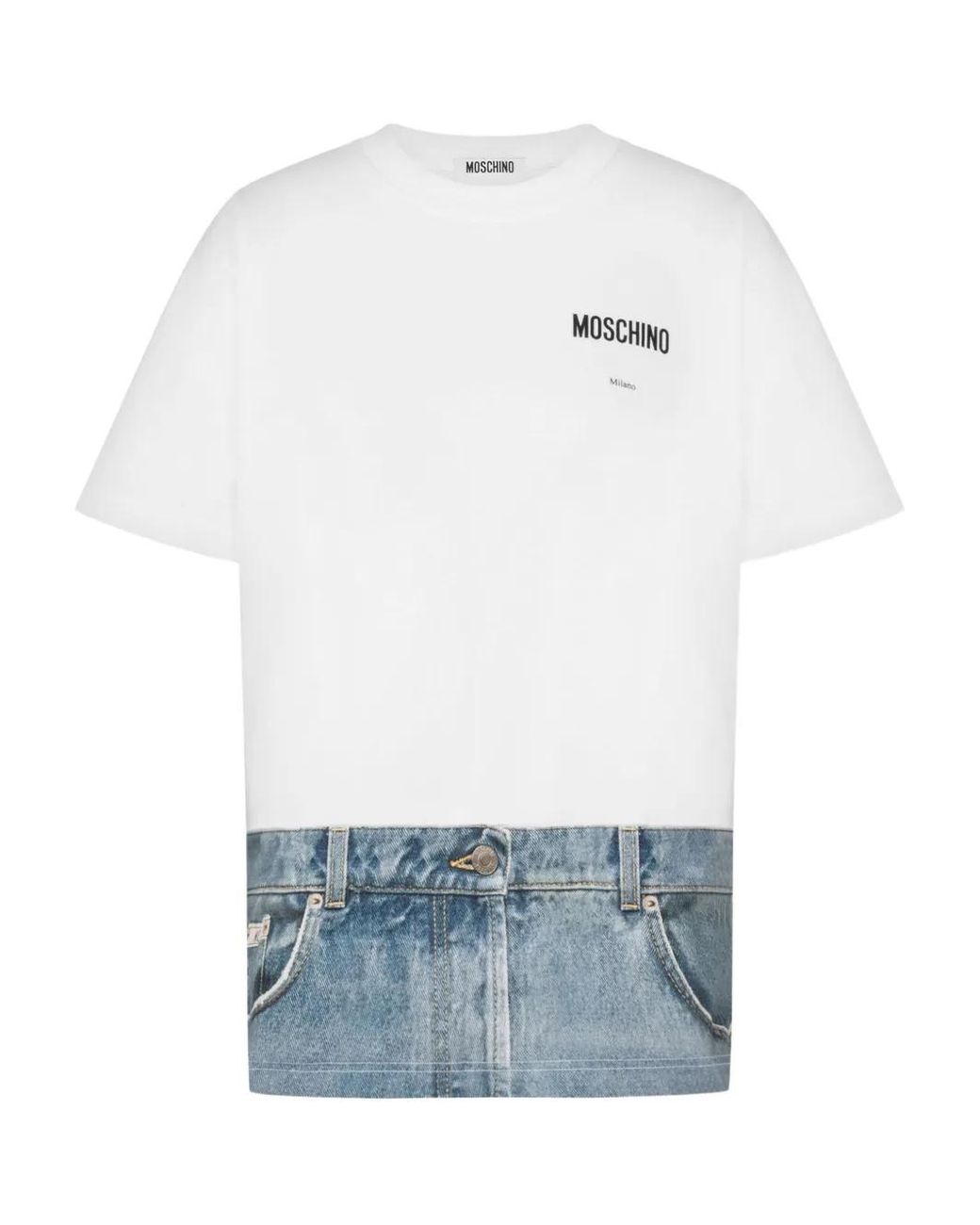 Moschino Blue Printed Organic Cotton Jersey T-Shirt