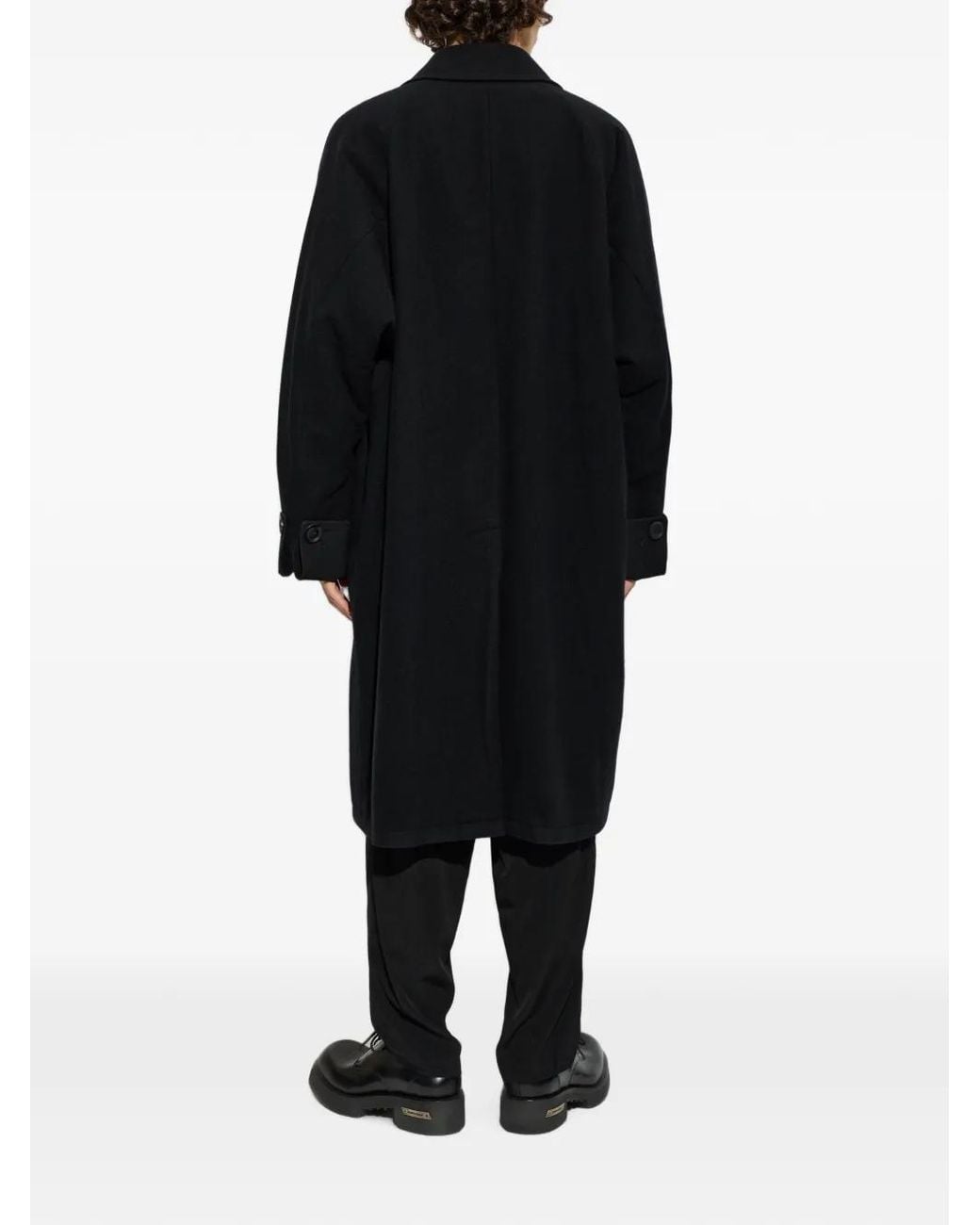 Yohji Yamamoto Black Manteau À Boutonnière Croisée for men