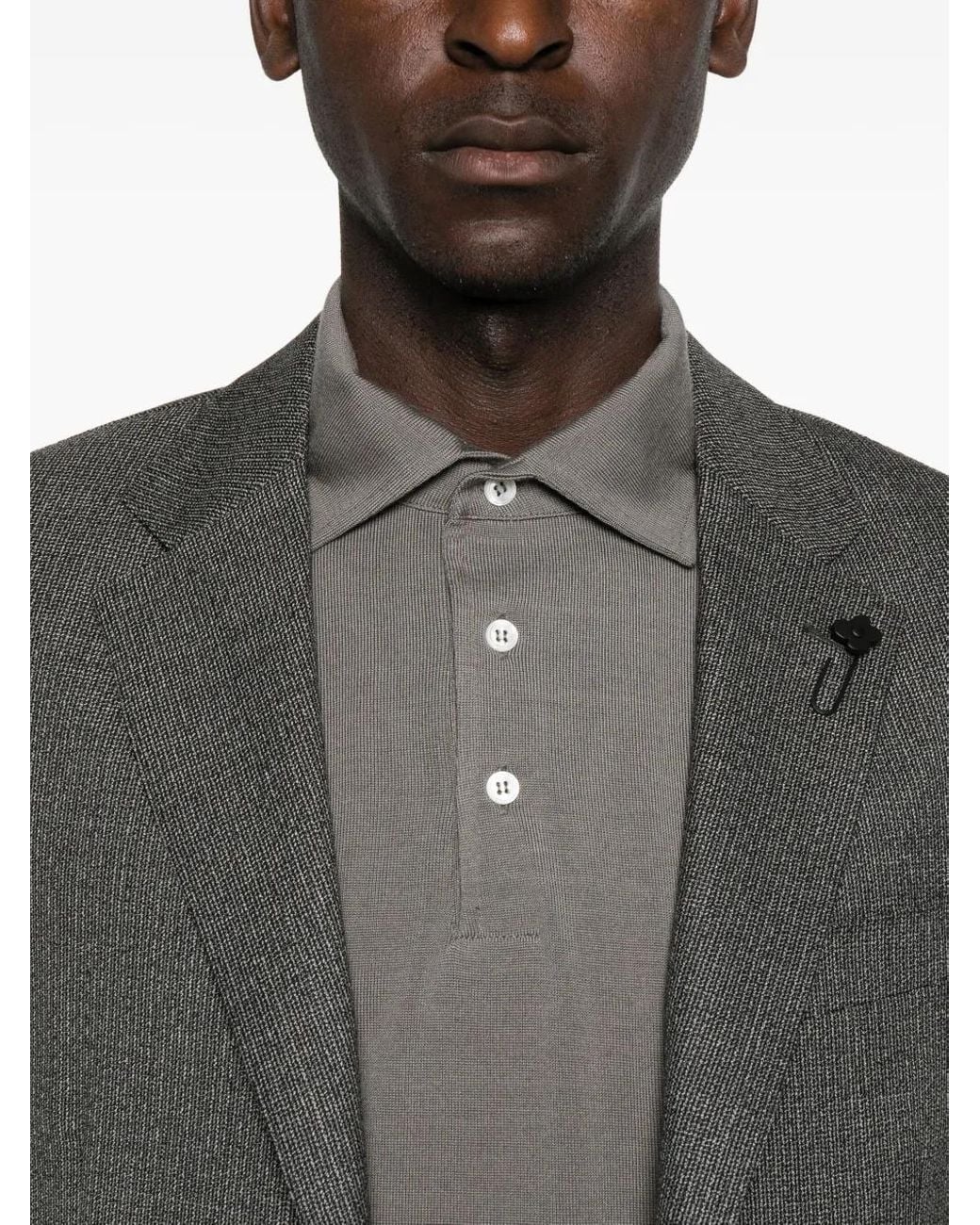 Lardini Poloshirt Met Lange Mouwen in het Gray voor heren