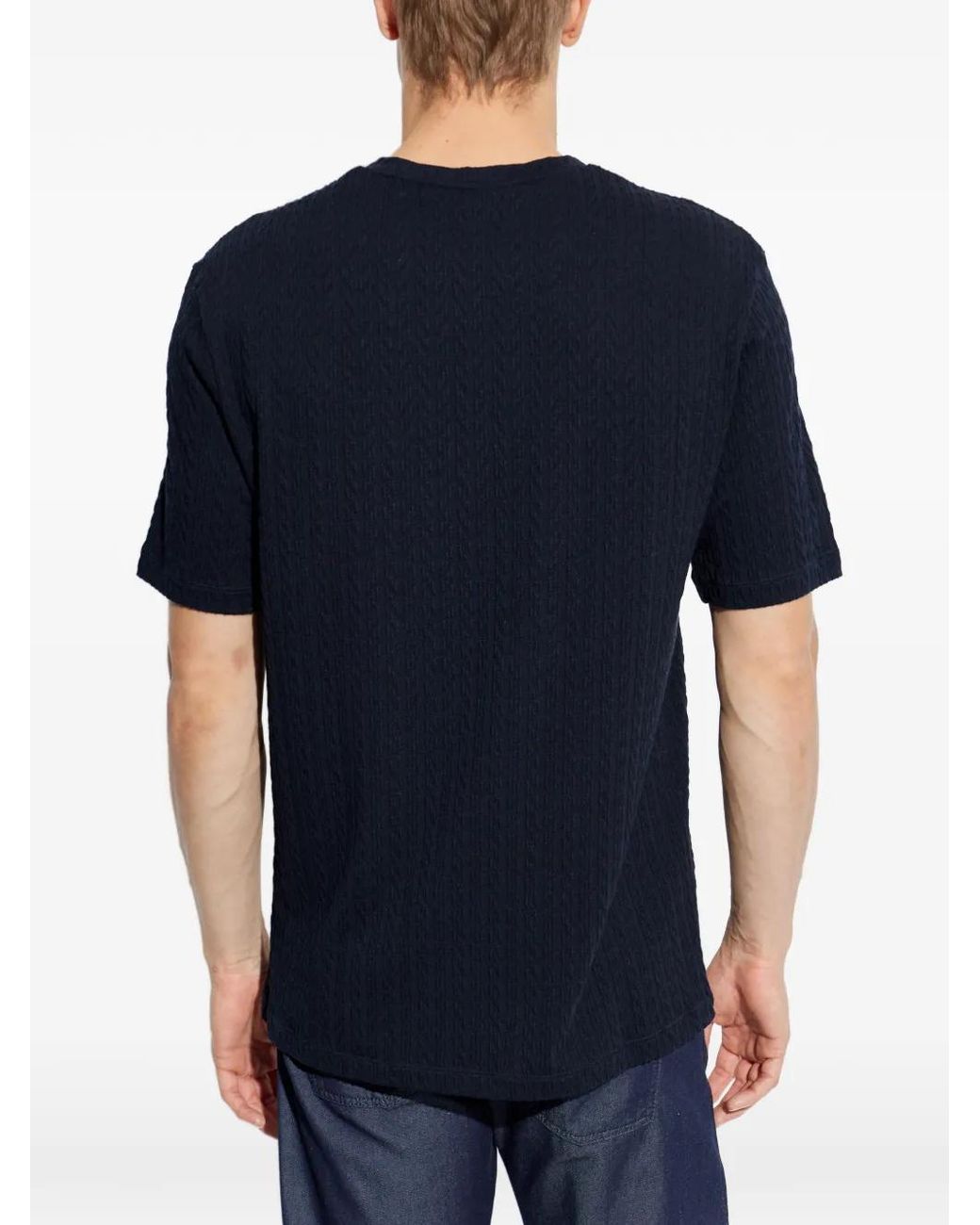 Giorgio Armani Blue Textured T-Shirt for men