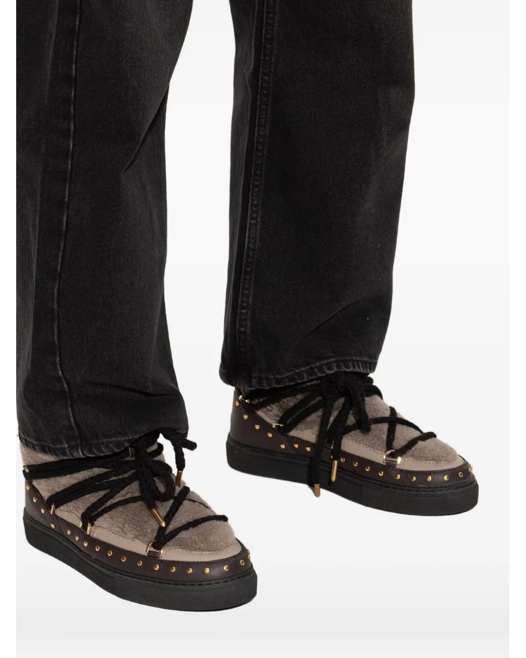 Inuikii Black Curly Rock Stud-Embellished Boots