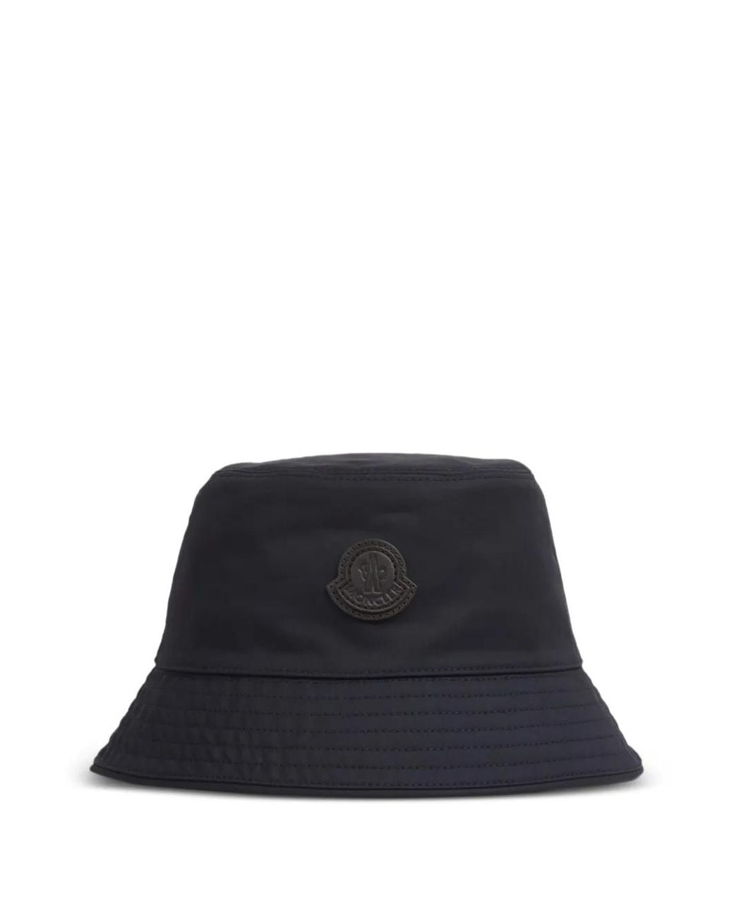 Moncler Blue Leather Logo Cotton Blend Bucket Hat