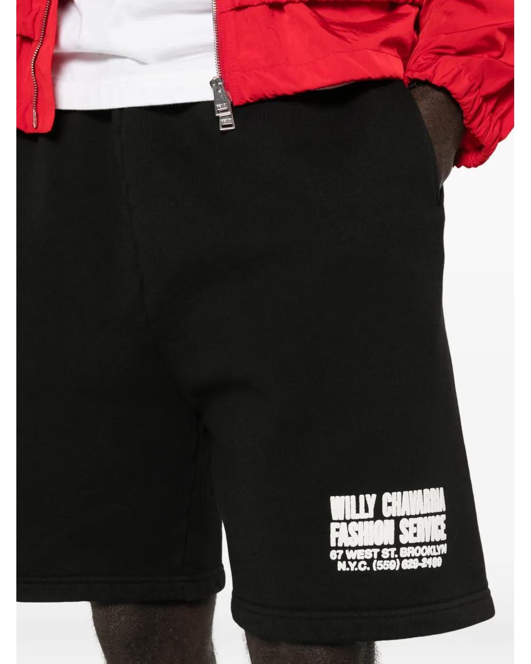 Willy Chavarria Black Printed Shorts for men