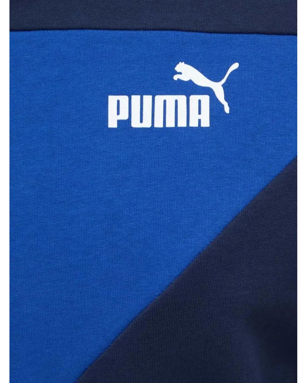 PUMA Blue Power Logo-Print Colour-Block Hoodie for men