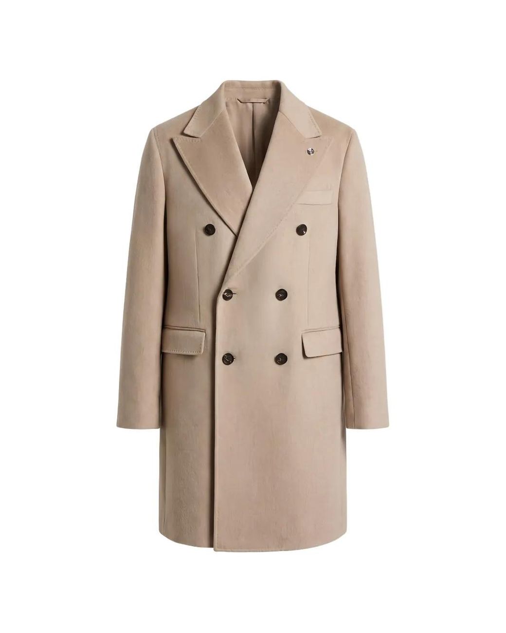 Peserico Natural Double-Breasted Coat for men