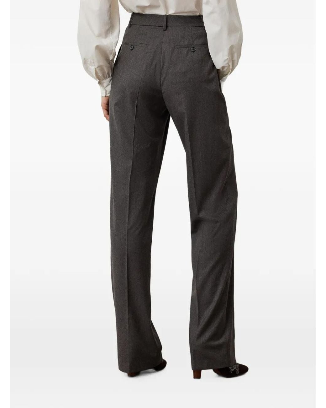 Ralph Lauren Brown Brie Pleated Straight-Leg Trousers