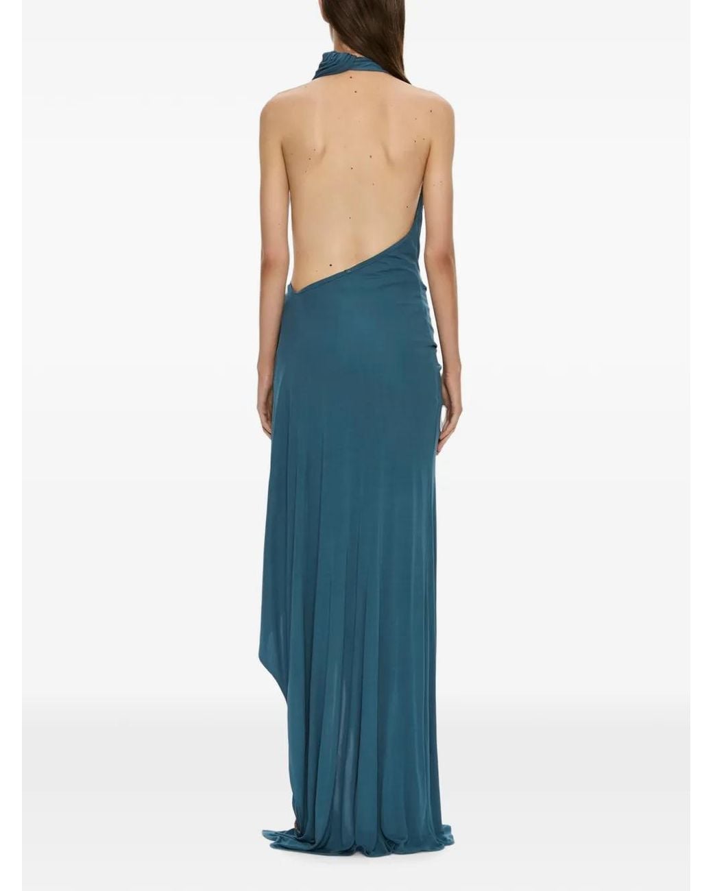 Christopher Esber Blue Robe Longue Spire Cascade