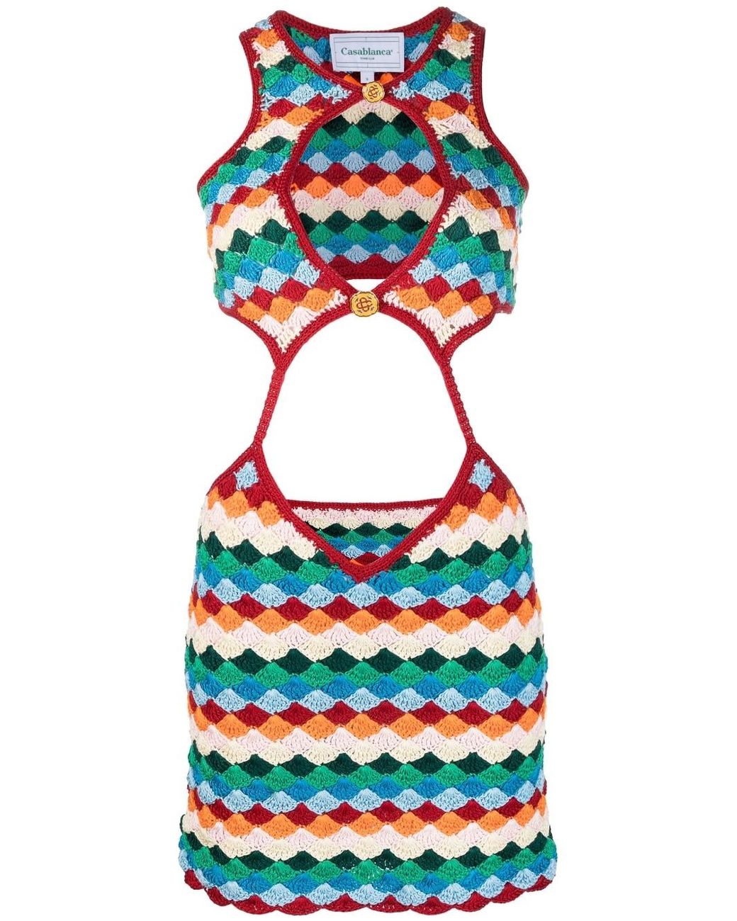 casablanca crochet mini dress Silver Crochet Mirror Mini Dress