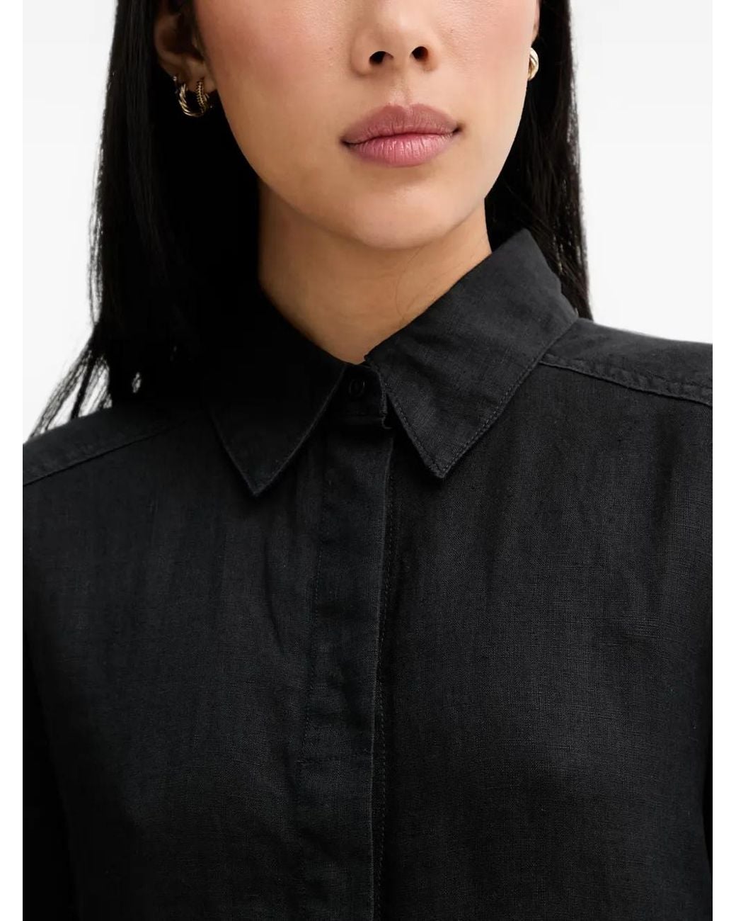 Marc O' Polo Black Robe-Chemise En Lin À Coupe Mi-Longue