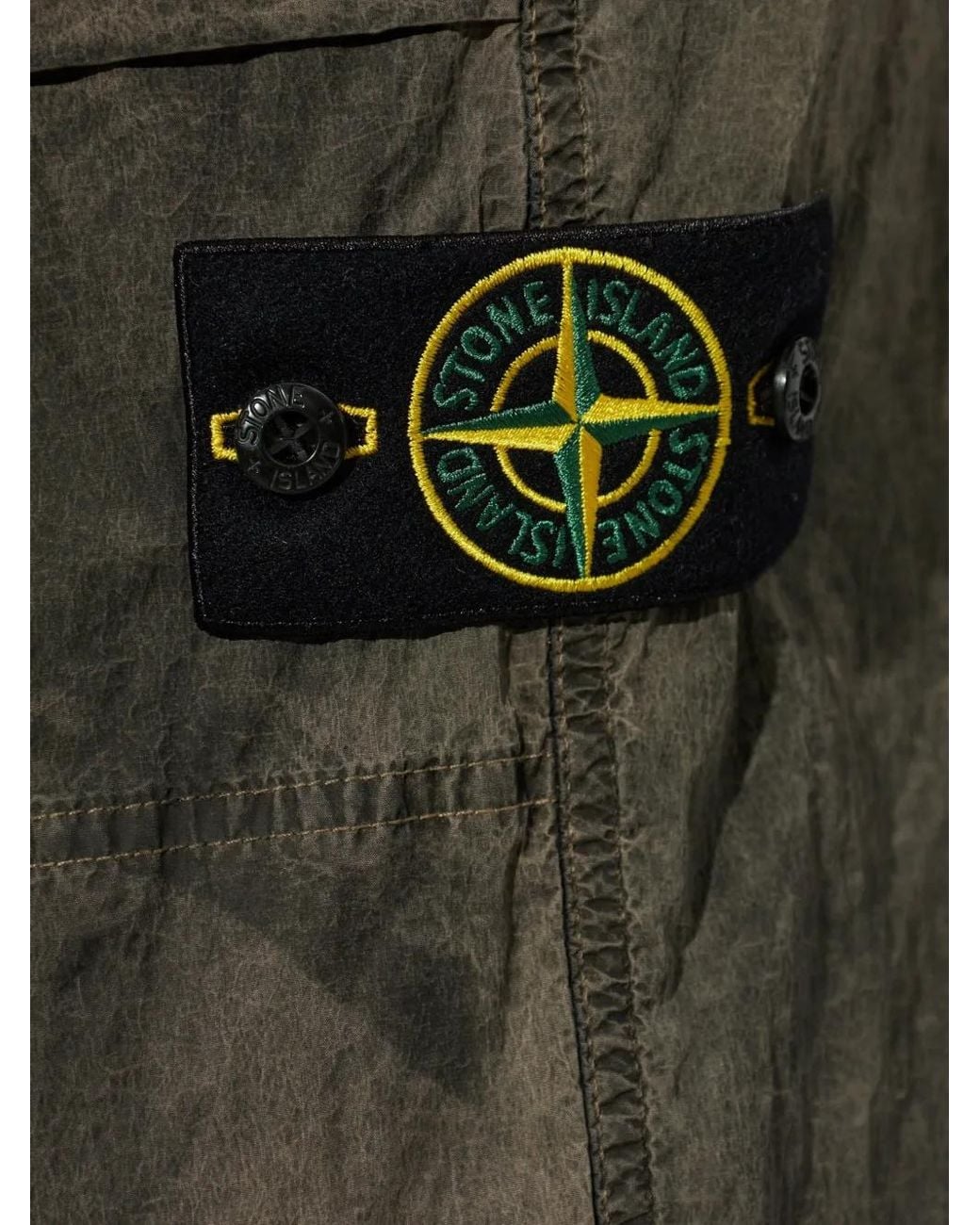 Stone Island Gray Logo-Patch Straight-Leg Trousers for men