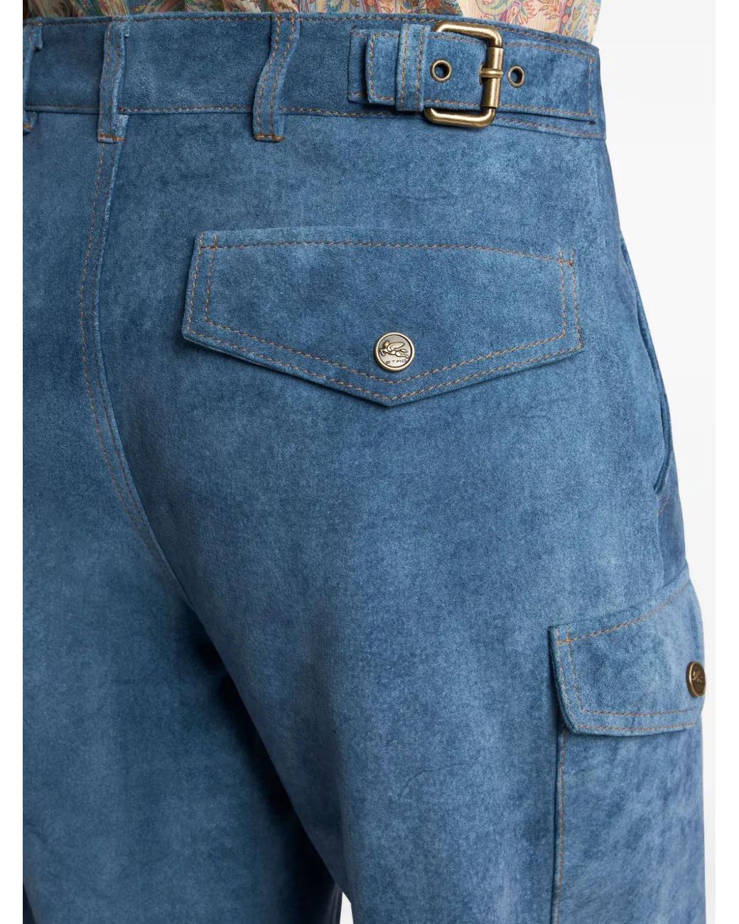 Etro Blue Denim-Effect Drawstring-Detail Trousers