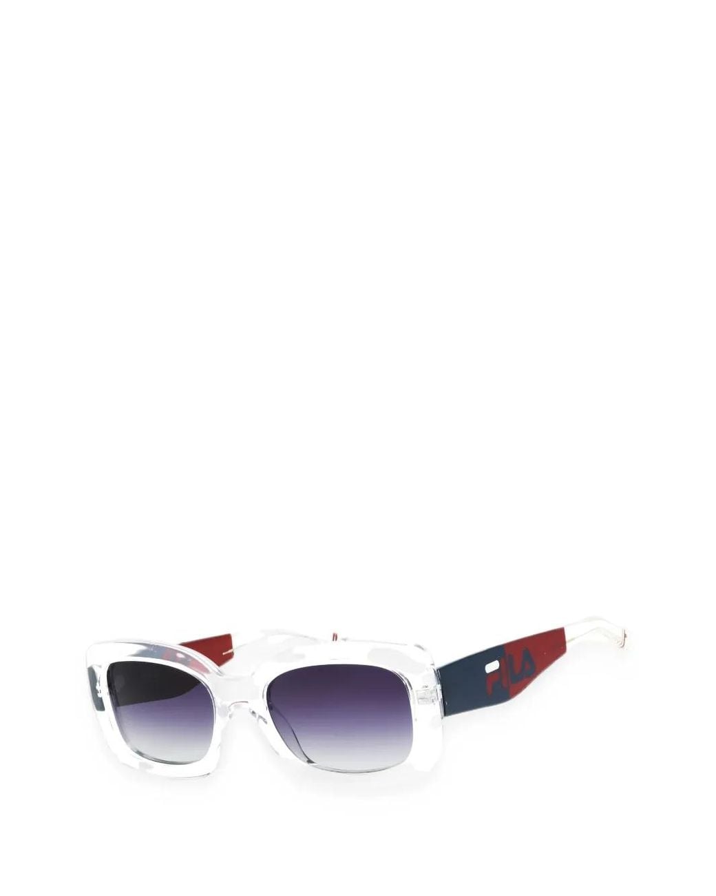 Fila White Lunettes De Soleil À Monture Rectangulaire